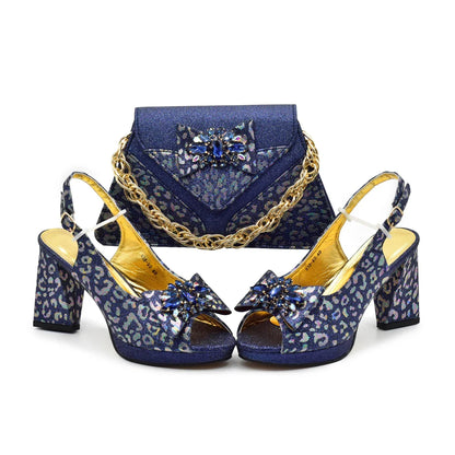 Newest Arrival Purple Color Peep Toe Women Sandals Shoes Matching Bag Set for Ladies Wedding Party Pumps Designer Shoes and Bag