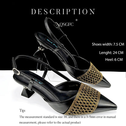 Nigeria Fashion Rhinestone-encrusted Ladies Party Shoes And Special bag High Heels And Dual Purpose Mini Bag Women's Shoes