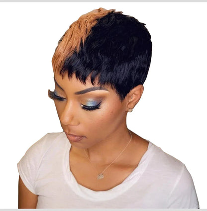 Short Bob Wig Human Hair Wigs Pixie Cut Wig For Black Women Brazilian Remy Hair Ombre Blonde Full Machine Made Wigs Wigh Bangs