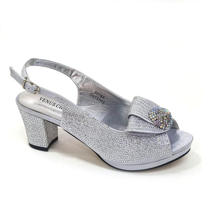 Venus Chan 2024 Italian Design Girly Style Golden Color Wedding Shoes And Bag Full Diamond Decoration Metal Closure Bags