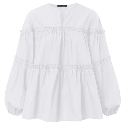 ZANZEA Fashion Women Long Puff Sleeve Blouse Autumn Spring Eelgant Shirt Ruffles Blusas Femininas Mujer Party Work Tops Tunic