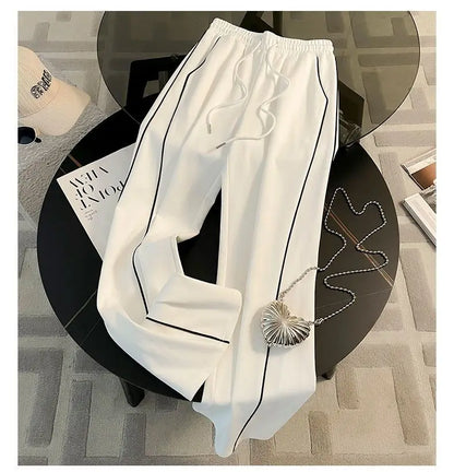 Sports Suit for Women, Autumn Fashion, Casual, Age Reducing, Western-style Zipper Sweatshirt, Wide Leg Pants Two-piece Set pants