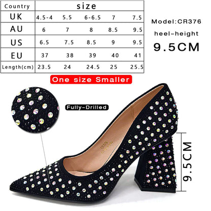 Venus Chan-Nigerian Heel Party for Women Yellow Shoes and Bag Set Rhinestone Handbag Italian Design Wedding INS 2024