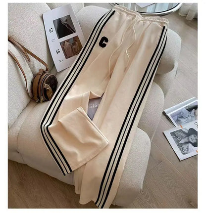 Spring and Autumn Leisure Fashion Sports Set New High end Western Style Coat Wide Leg Pants Two piece Set pant sets women pants
