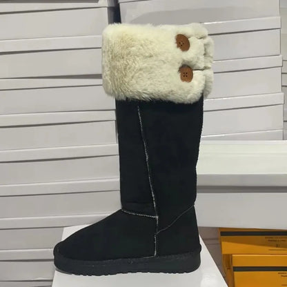 Women Winter Snow Boots Outdoor Warm Plush Cold-proof Women Shoes High Quality Slip on Versatile Round Long Boots Botas De Mujer