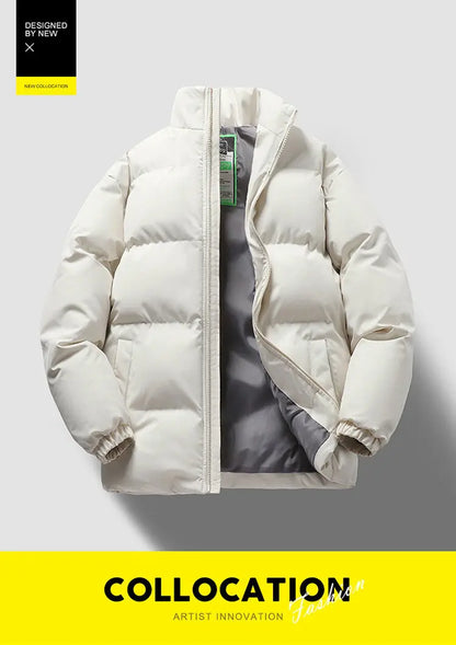 New Printed Winter Thick Sports Men's and Women's Trendy Stand Up Collar Long Sleeved Warm and Comfortable Casual Cotton Jacket