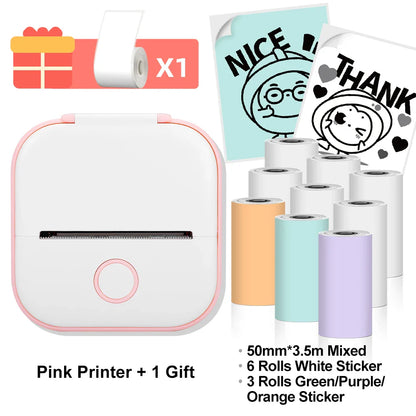 Phomemo T02 Wireless Pocket Thermal Printer Portable Mini Wirelessly BT Connect 203dpi Photo Label Memo List Printing Clearly