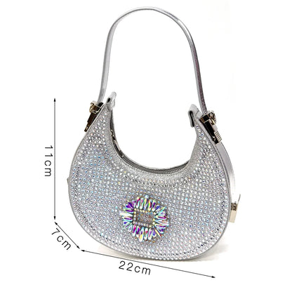 Venus Chan Luxury Rhinestone Heel & Handbag Set – Black & Gold Party Combo