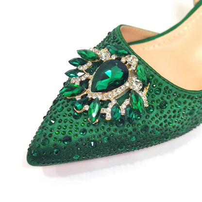 New Arrival Fashion Shoes Matching Bag Set Royal Blue Color Decorated with Crystal Ladies Wedding Party Women High Heel