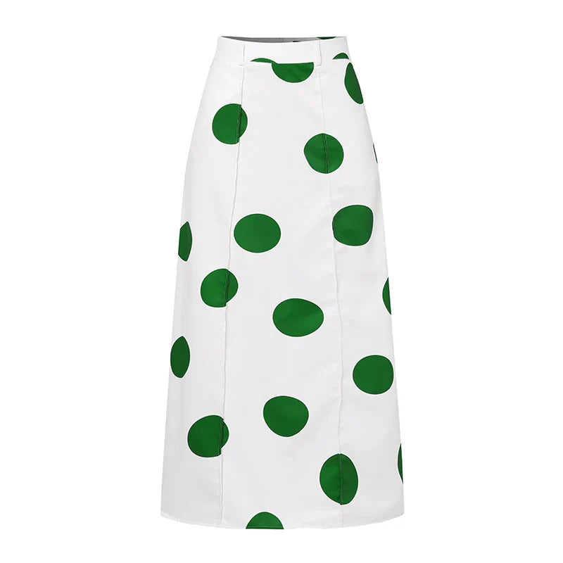 VONDA Party Skirts Women Dot Point Printed Long Skirt 2025 Summer High Waist Casual Loose A-Line Beach Skirts Oversized
