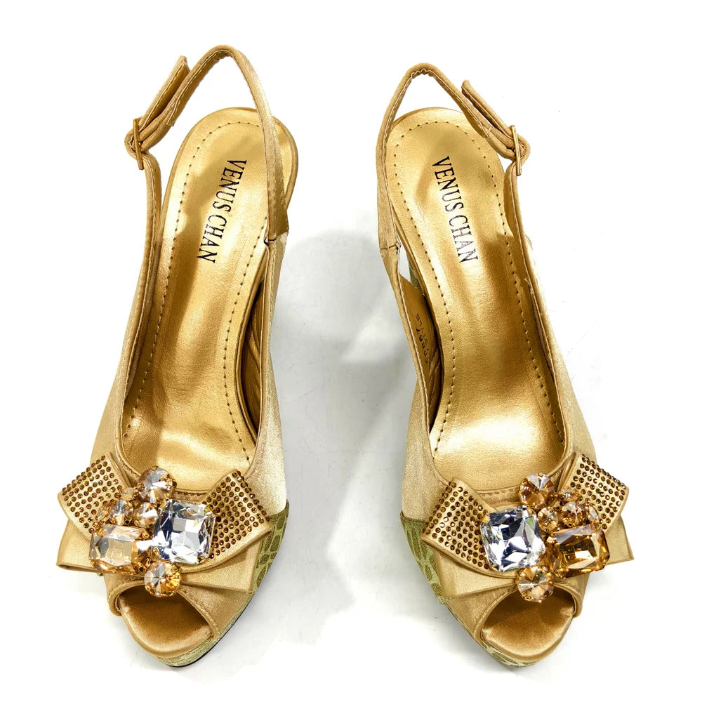 Nigerian Women Heel Party Shoes and Bag Set Royal Blue Colour Rhinestone Handbag Italian Design Wedding INS 2024
