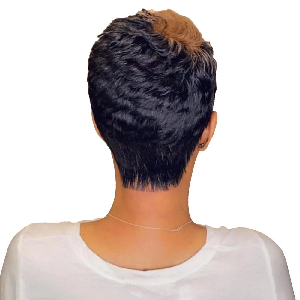 Short Bob Wig Human Hair Wigs Pixie Cut Wig For Black Women Brazilian Remy Hair Ombre Blonde Full Machine Made Wigs Wigh Bangs