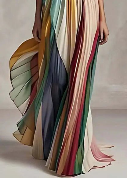 Sexy Strapless Printed Colorful Dress For Summer Elegant Women's Sleeveless Off Shoulder Party Asymmetrical Dress Maxi Vestidos