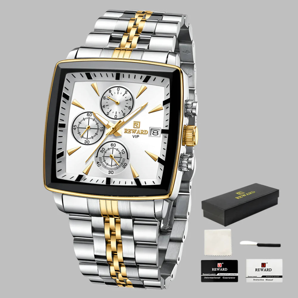 REWARD VIP Mens Watches Waterproof Luminous Sport Watches for Man Stainless Steel Wristwatch Chronograph Date Stopwatch