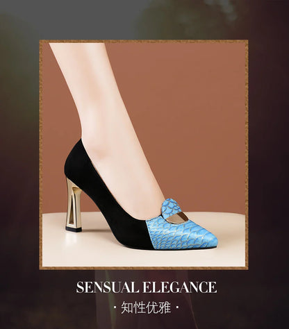 Sexy Fashion Style Women's Heeled Shoes Pointed Tip High Heels One Kick Retro Women Shoes Suede 2025 New Spring Zapatos De Mujer