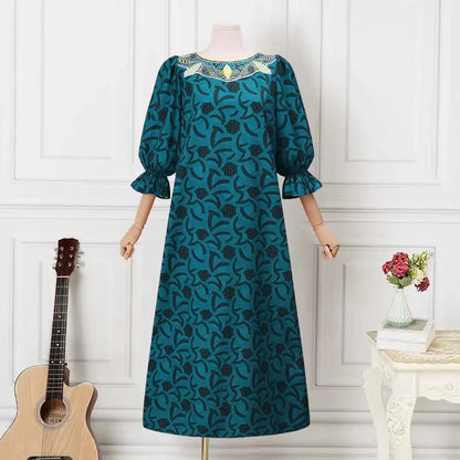 VONDA Autumn Sundress Women Bohemian Long Dress 2024 Vintage Lantern Sleeve Casual Loose Printed Party Vestidos Loose Robe Femme