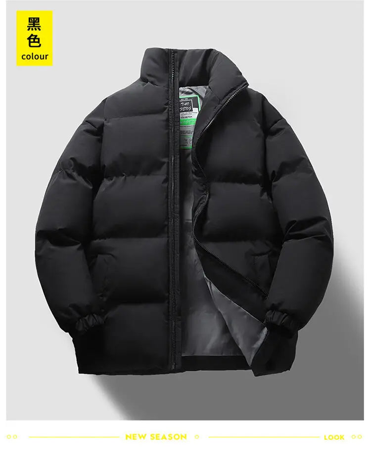 New Printed Winter Thick Sports Men's and Women's Trendy Stand Up Collar Long Sleeved Warm and Comfortable Casual Cotton Jacket