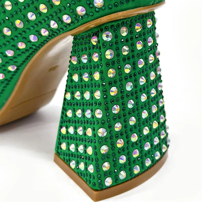 Venus Chan-Nigerian Heel Party for Women Yellow Shoes and Bag Set Rhinestone Handbag Italian Design Wedding INS 2024