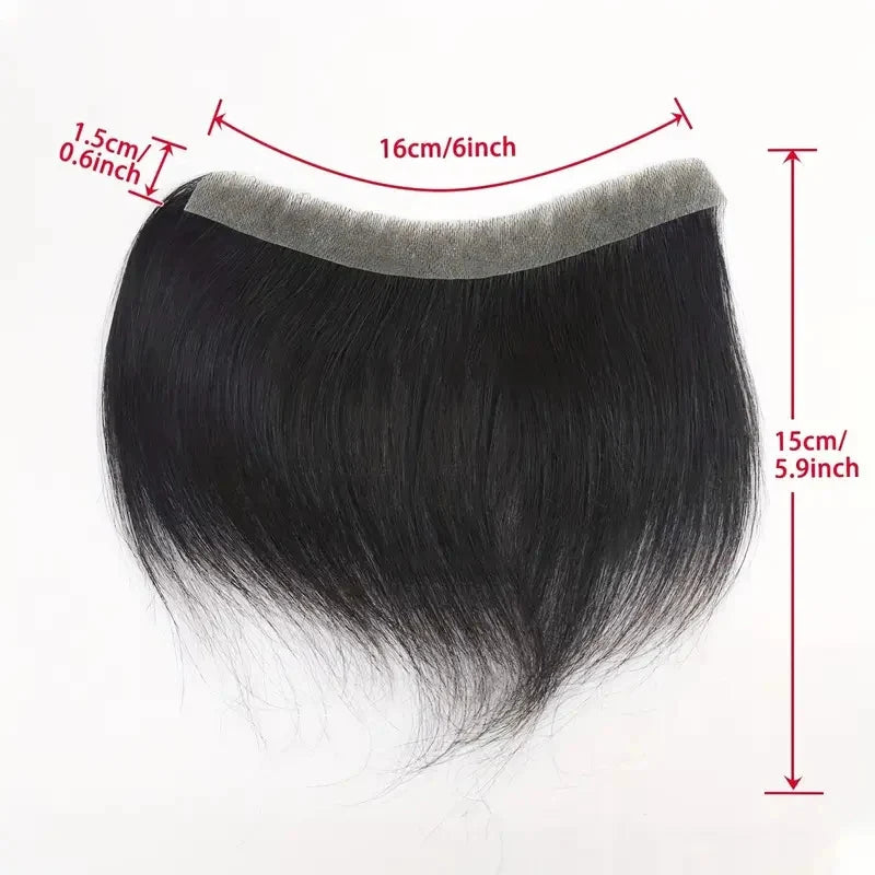 Premium Men Hair Toupee 100% Human Hair Natural Black Straight Invisible Seamless Frontal For All Light Beige Types Ethnicities