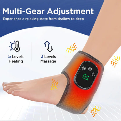 Rechargeable Electric Heating Ankle Brace Massager Hot Compress And Vibration Massage for Cervical Hand Foot Muscle Relaxation