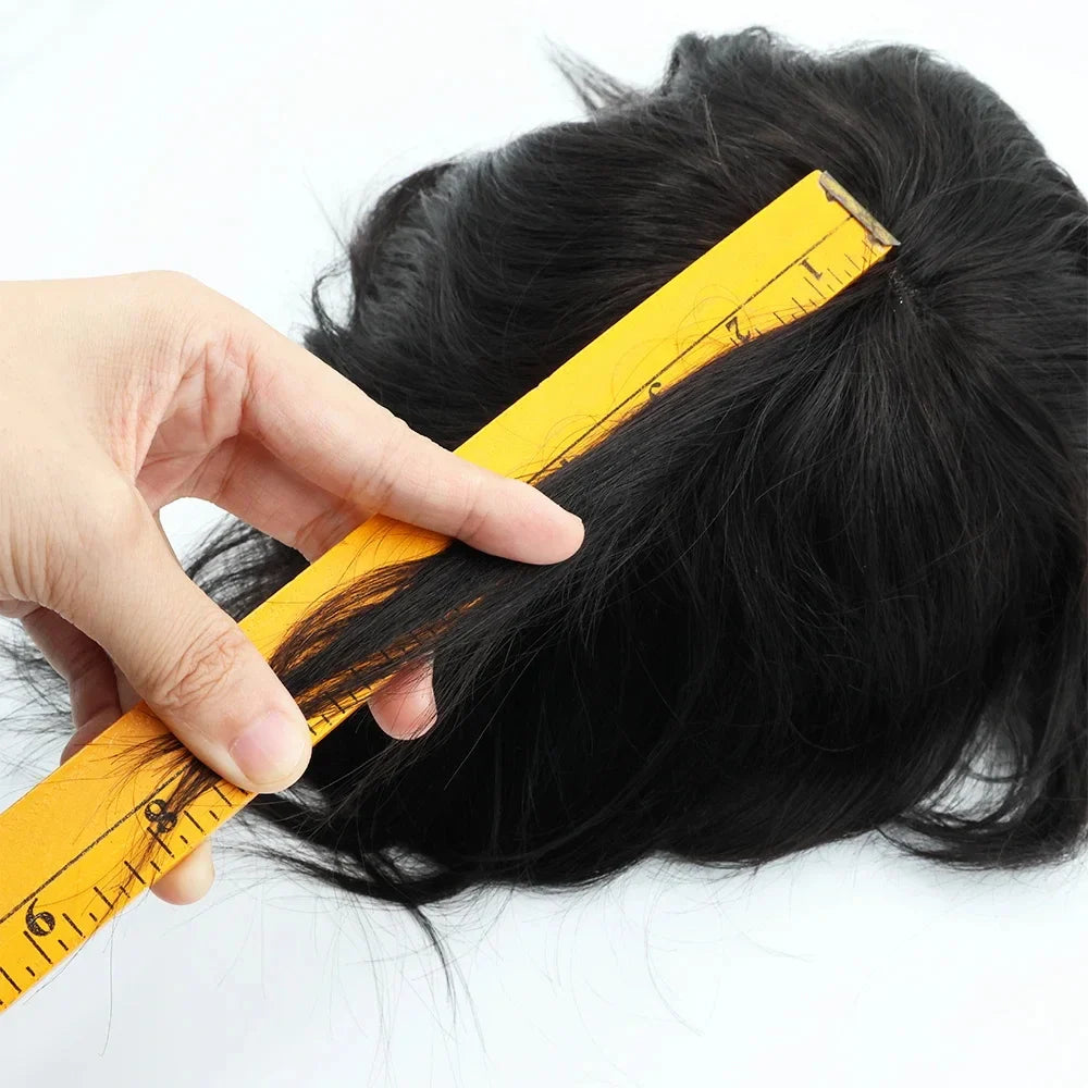 Toupee for Men Human Hair Wigs Men Toupee NPU with Lace Front Hair Units Curly Wave Men Toupee Hair Real Human System