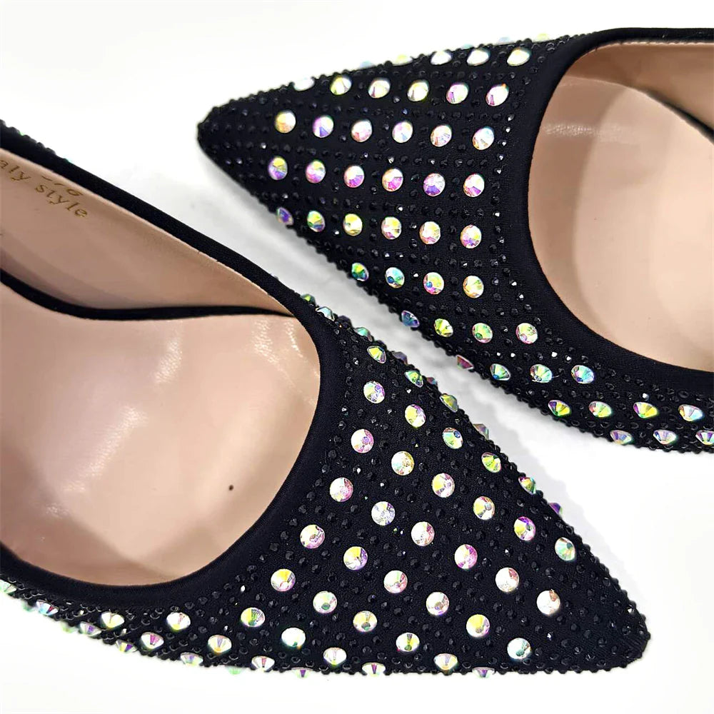 Venus Chan-Nigerian Heel Party for Women Yellow Shoes and Bag Set Rhinestone Handbag Italian Design Wedding INS 2024