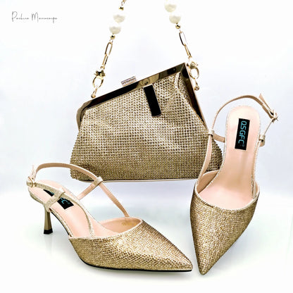 New Arrival Fashion Elegant Green Color Ladies Shoulder Bag for Party Or Commuting Large Capacity Ladies Bag and High Heels