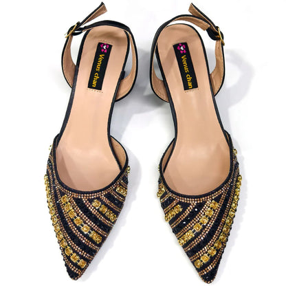 Venus Chan2025 Elegant Multicolor Color Women's  Heels and Rhinestone Handbag Set - Italian Design for Weddings and Parties