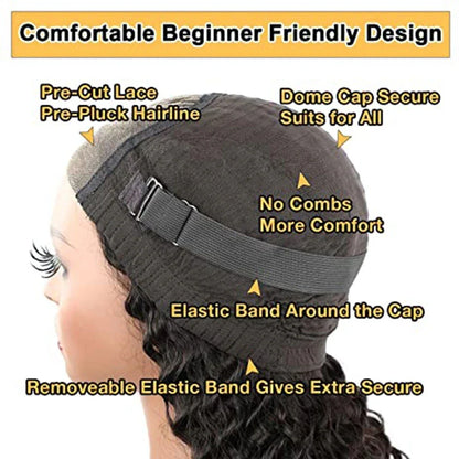 Super Double Drawn 250% Density Loose Wave 13X6 HD Transparent Lace Frontal Glueless Wig Preplucked Human Hair Ready To Go
