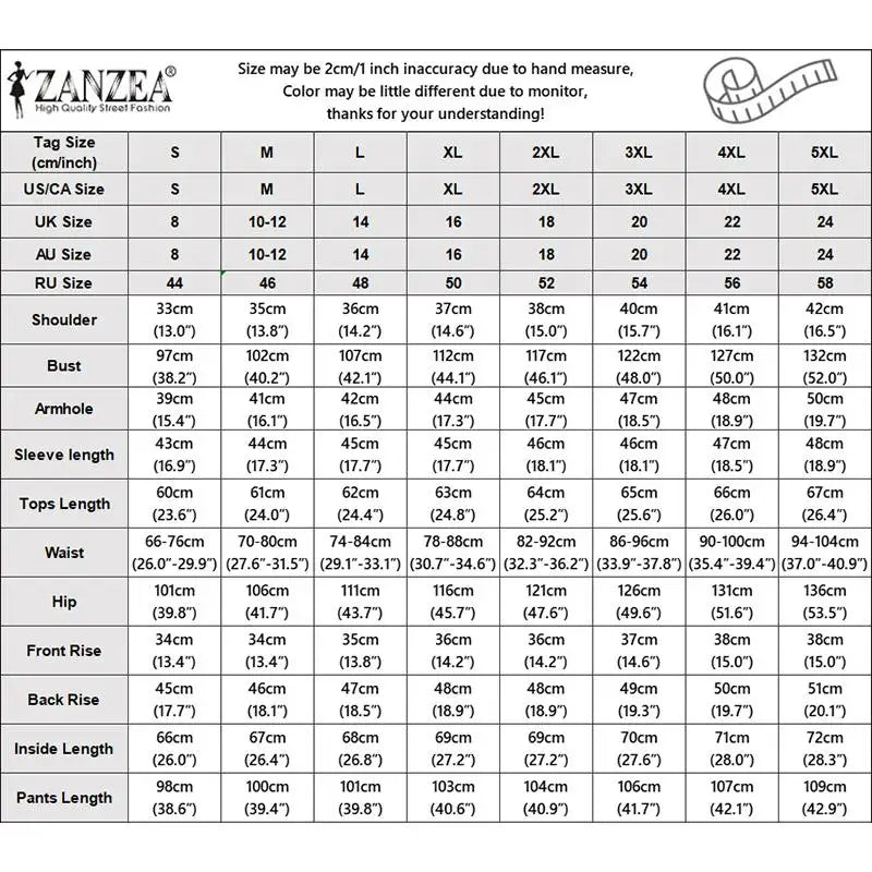 ZANZEA Fashion Women 3/4 Sleeve Embroidery Blouse Pants Sets Autumn 2PCS Floral Tracksuit Casual Loose Wide Leg Trousers Suits