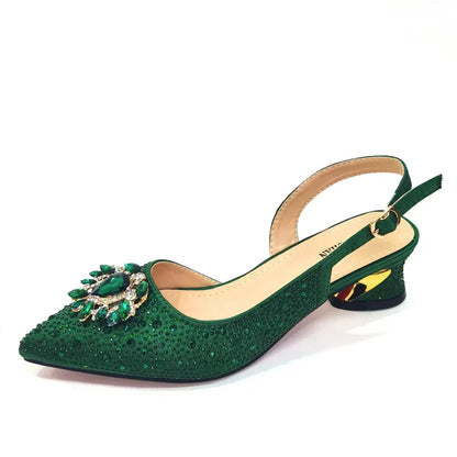 New Arrival Fashion Shoes Matching Bag Set Royal Blue Color Decorated with Crystal Ladies Wedding Party Women High Heel
