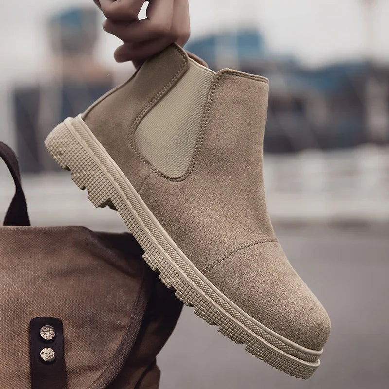 New Winter Boot Casual Shoes for Men Round Toe Slip-on Trendy All-match British Style Winter Boot Anti-slip Classic Simple Casua