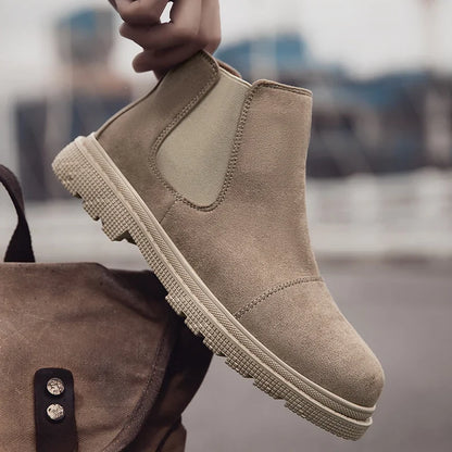 New Winter Boot Casual Shoes for Men Round Toe Slip-on Trendy All-match British Style Winter Boot Anti-slip Classic Simple Casua