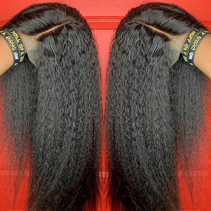 Yaki Straight Wig 360 Lace Frontal HD Human Hair Wigs Full Lace Kinky Straight Wigs Human Hair 13x6 Lace Front Brazilian Wigs