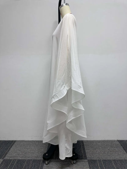 White Wide Leg Party Jumpsuit Sexy Women One Shoulder Elegant Solid Ruffles Casual Overalls Rompers