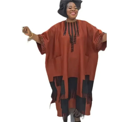 Plus Size African Dresses for Women Spring 2025 Fashion African Half Sleeve Polyester O-neck Long Dress Dashiki African Clothes