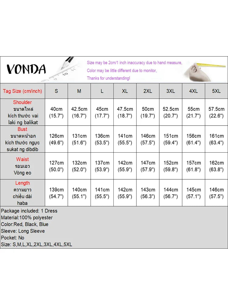 VONDA Women Elegant Printing Maxi Long Dress 2025 Casual Stand Collar Robes Bohemian Bat-wing Sleeve Party Vestidos Oversized