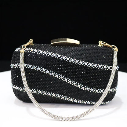 Venus Chan Shoes for Women 2023 Pointed Toe Black Heels Rhinestone Chain Party Sandals Italian Shoes and Bags Matching Set 2023