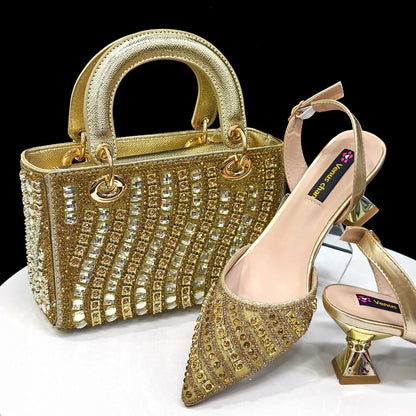 Venus Chan2025 Elegant Multicolor Color Women's  Heels and Rhinestone Handbag Set - Italian Design for Weddings and Parties