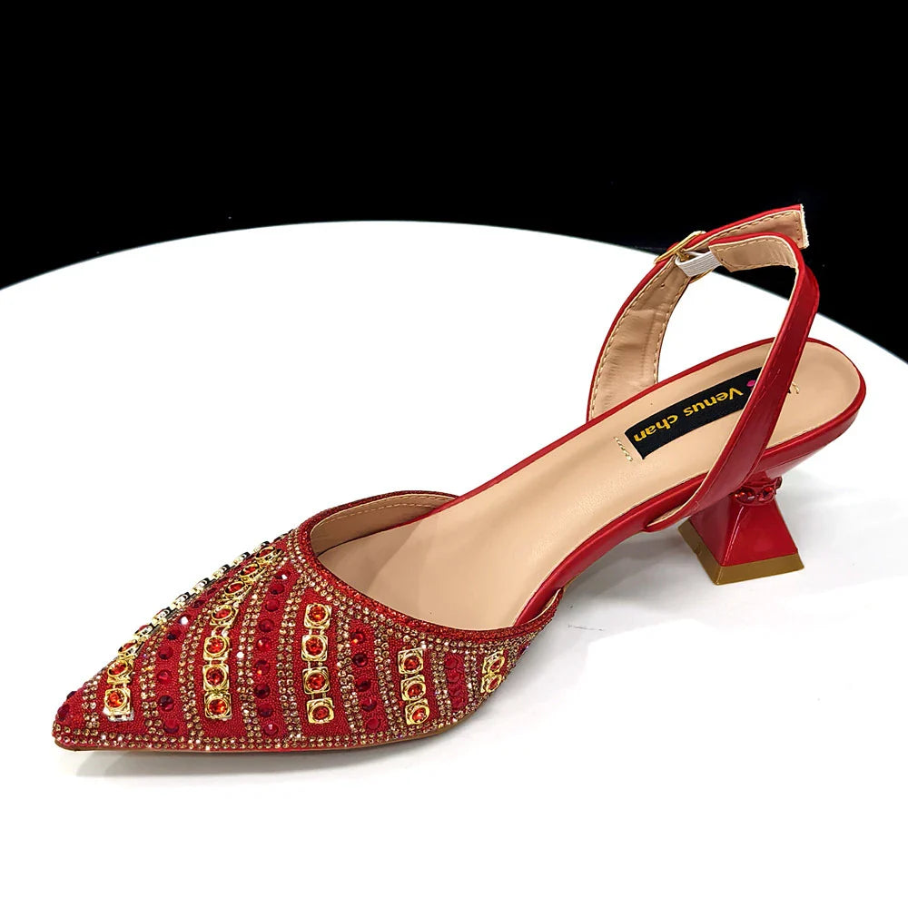 Venus Chan2025 Elegant Multicolor Color Women's  Heels and Rhinestone Handbag Set - Italian Design for Weddings and Parties