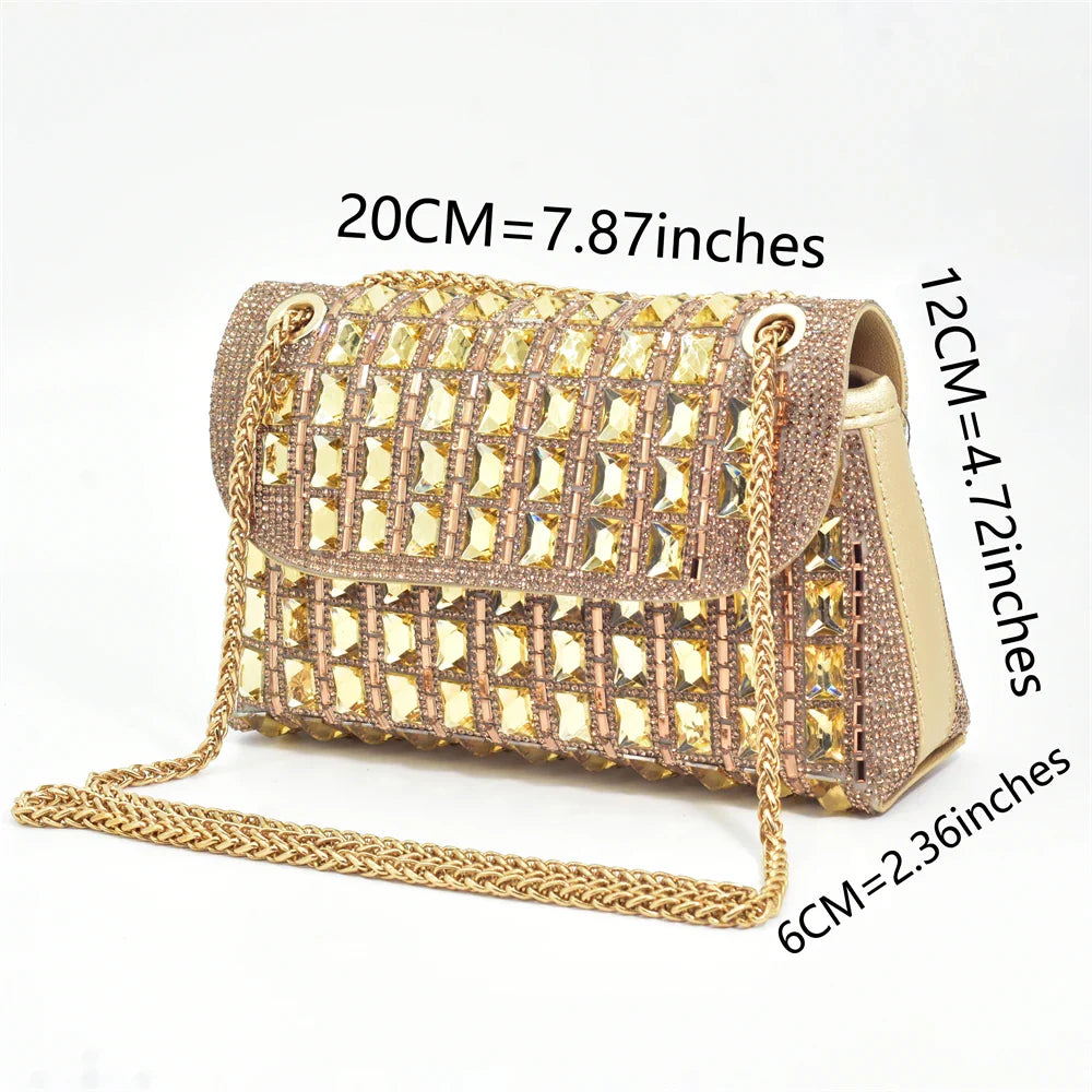 New Fashion Italian Shoe and Bags Matching Set Decorated with Rhinestone Luxury Designer Women Party Pumps Elegant Bridal Shoes