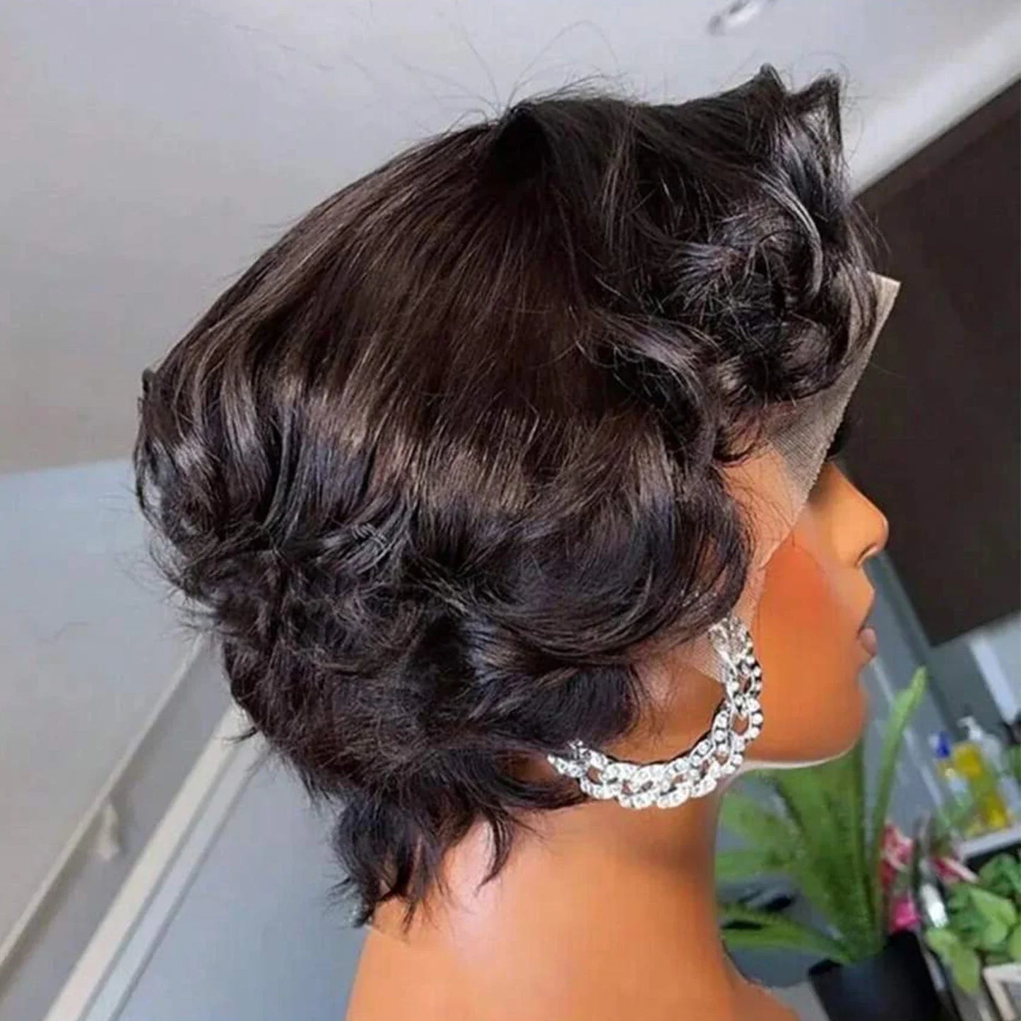 Short Pixie Cut Wigs 13x4 Lace Front Human Hair Wigs Fashion Style Natural Curly Wave Pixie Cut Human Hair Wigs Lace Frontal Wig