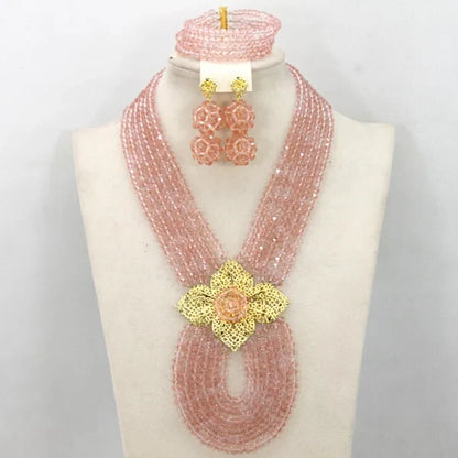 New African Jewelry Set Orange Nigerian Wedding African Beads Jewelry Set Crystal New Bridal Jewelry Set   ABS065