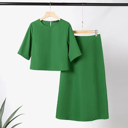 ZANZEA Women Solid 2PCS Dress Sets Casual Short Sleeve Crop Tops Suit Fashion Long Skirts Outfits Holiday Simple Matching Sets
