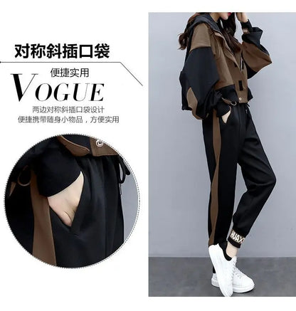 Women's Tracksuit Korean Elegant Hoodie Zipper Jacket Coat Sport Pants Two Piece Suit 2025 Spring Autumn New in Matching Set