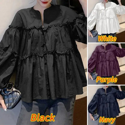 ZANZEA Fashion Women Long Puff Sleeve Blouse Autumn Spring Eelgant Shirt Ruffles Blusas Femininas Mujer Party Work Tops Tunic