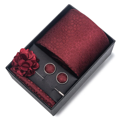 Top Grade Fashion 8 cm Wide Tie Sets Blue Stripe Men's Gravata Handkerchief Cufflink Box Fit Group Workplace Wedding Tie