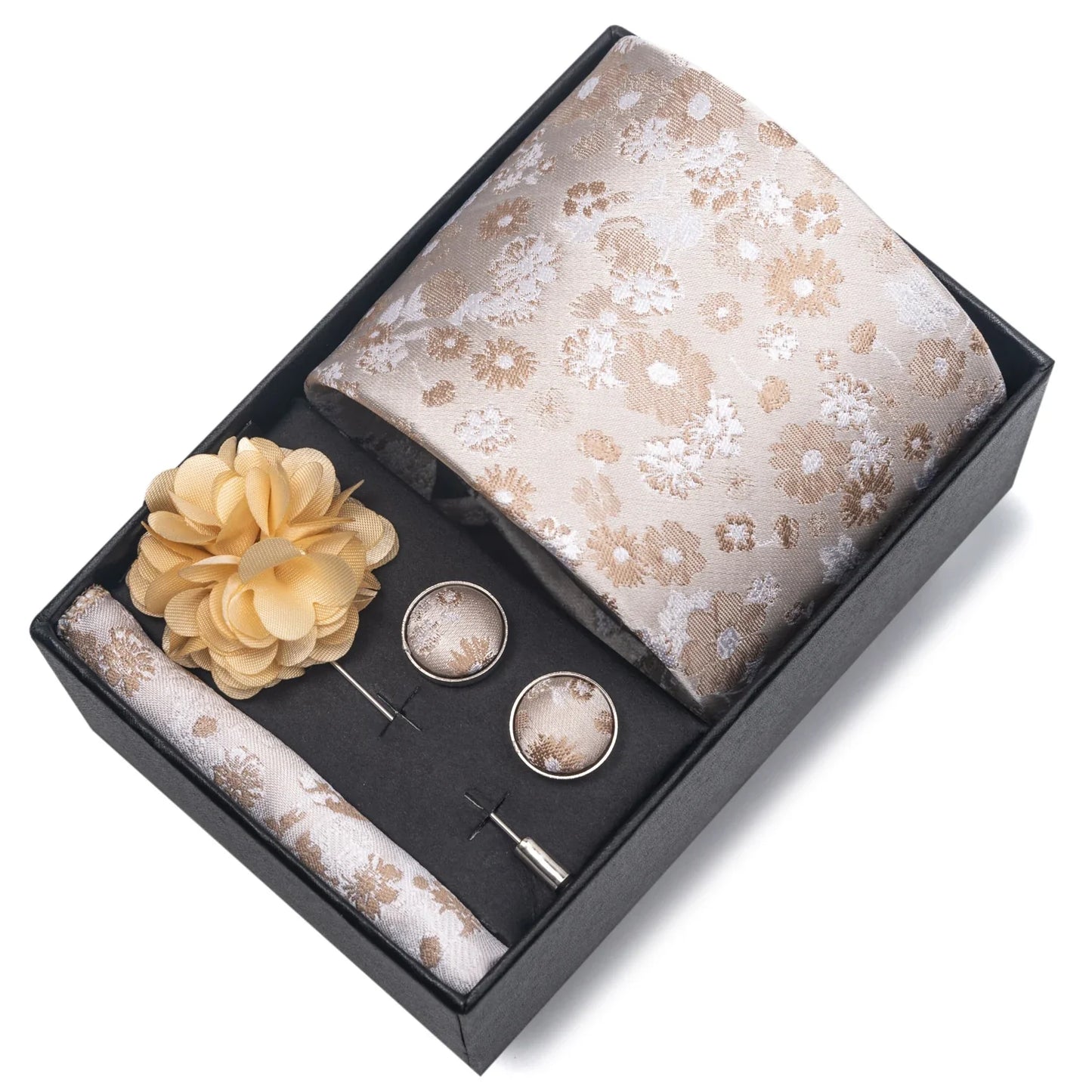 Top Grade Fashion 8 cm Wide Tie Sets Blue Stripe Men's Gravata Handkerchief Cufflink Box Fit Group Workplace Wedding Tie