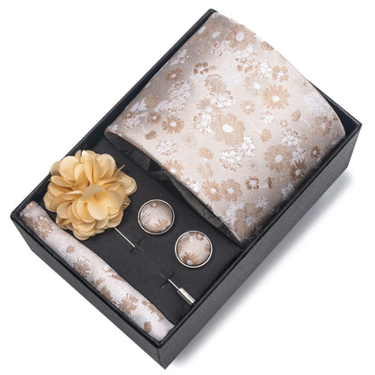 Top Grade Fashion 8 cm Wide Tie Sets Blue Stripe Men's Gravata Handkerchief Cufflink Box Fit Group Workplace Wedding Tie