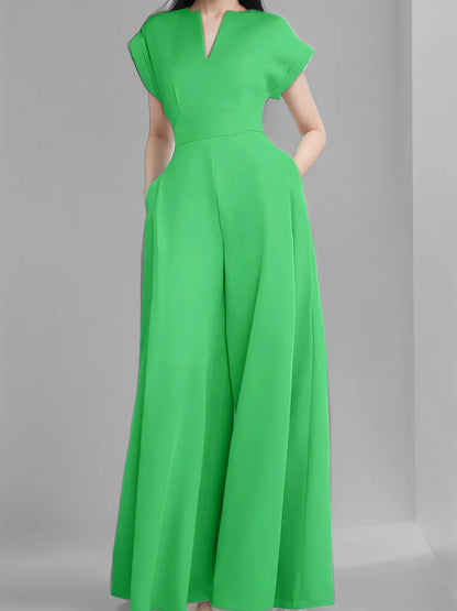 Women Party Elegant Jumpsuits Summer Spring Wide Leg Rompers Solid Color Wide Leg Playsuits Holiday Chic Sleeveless Overall
